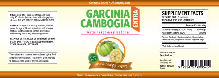Garcinia extra ingredients label